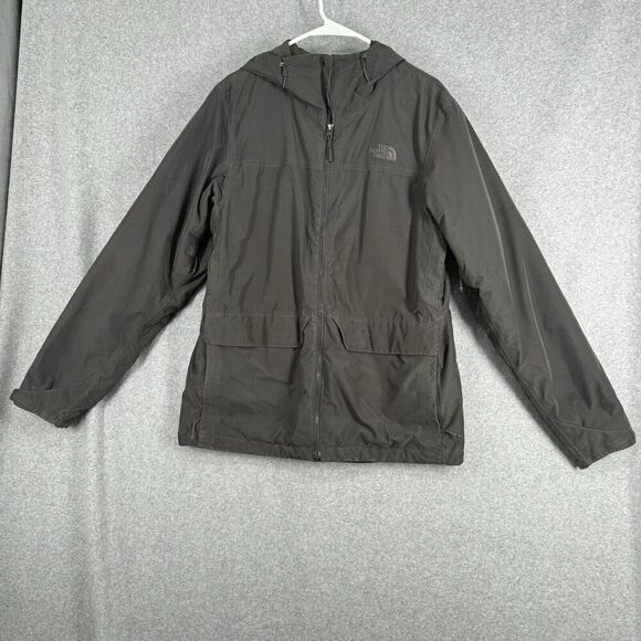 The North Face Jacket Mens Medium Dryvent Hyvent Hood Double Zipper Vented Gray